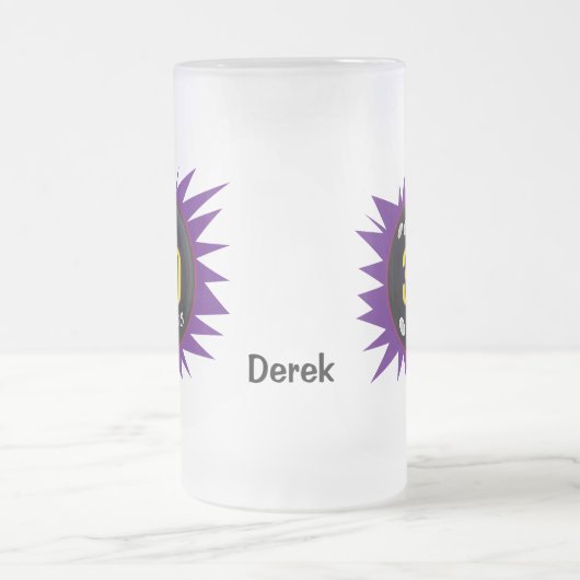 Bowling 300 Game, Paars met Bowling Bal Kunst, Matglas Bierpul (Center)