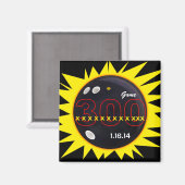 Bowling, 300 Perfect Game, 12X, zwart en geel, Magneet (Voorkant / Achterkant)