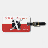 Bowling 300 spelbadge in rood en wit bagagelabel (Voorkant horizontaal)