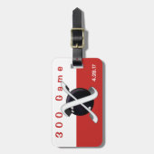 Bowling 300 spelbadge in rood en wit bagagelabel (Voorkant verticaal)