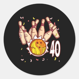 Bowling 40e verjaardag Bowling thema 40 jaar oude Ronde Sticker