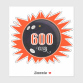 Bowling 600 Club, Bowling Ball met rood, vinyl Sticker (Vel)