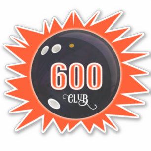 Bowling 600 Club, Bowling Ball met rood, vinyl Sticker