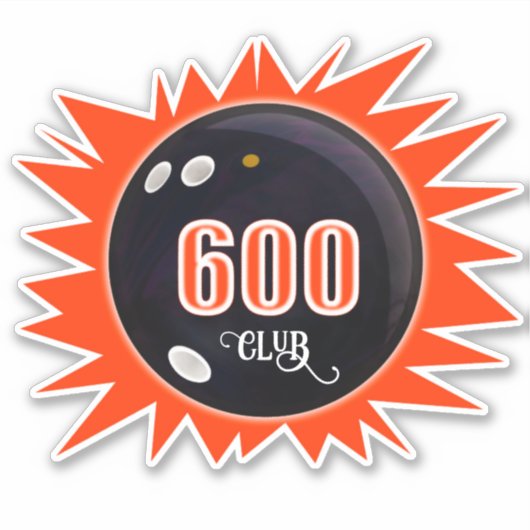 Bowling 600 Club, Bowling Ball met rood, vinyl Sticker (Voorkant)