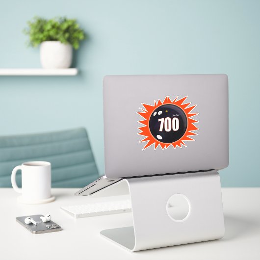 Bowling 700 reeks, Bowling Ball met rood, vinyl Sticker (Laptop op bureau)