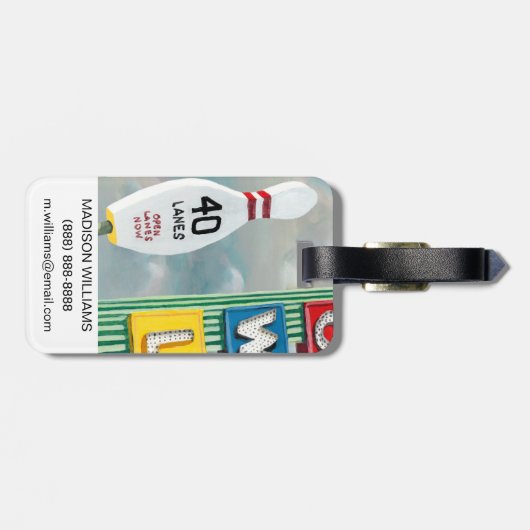 Bowling Alley Artwork Bagagelabel (Achterkant horizontaal)