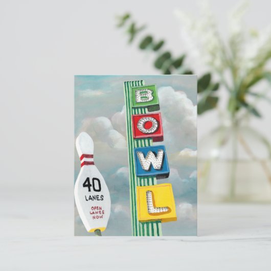 Bowling Alley Artwork Briefkaart (Staand voorkant)