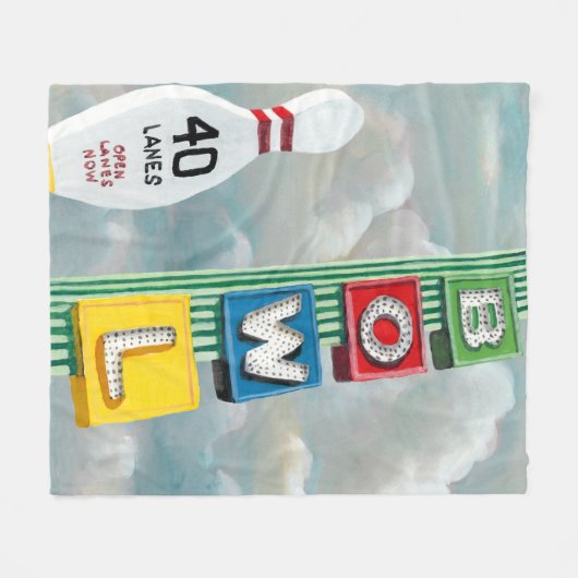 Bowling Alley Artwork Fleece Deken (Voorkant (Horizontaal))
