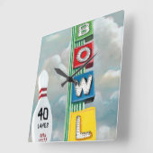 Bowling Alley Artwork Vierkante Klok (Hoek)