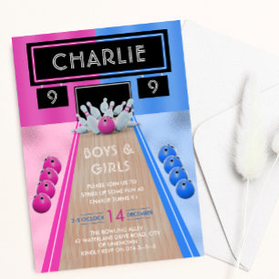 Bowling Alley Boys and Girls Kids Birthday Kaart