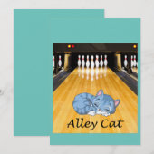 Bowling Alley-feest met de Sluimerende Kat Kaart (Voorkant / Achterkant)