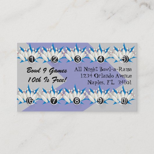 Bowling Alley Loyalty beloont business Punch-kaart (Voorkant)