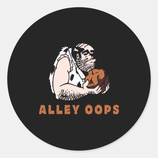 Bowling Alley Oops Caveman Ronde Sticker (Voorkant)