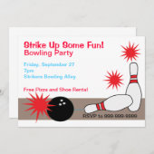 Bowling Alley Party uitnodiging (Voorkant / Achterkant)