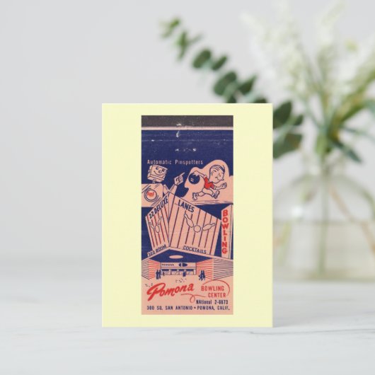 Bowling Alley, Pomona, Vintage van Californië Briefkaart (Staand voorkant)