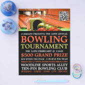 Bowling Alley Scene, Ten-Pin Bowling Tournament Flyer (Enkel)