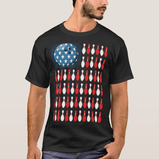 Bowling America Flag  Bowling Players &  Costume T-shirt (Voorkant)