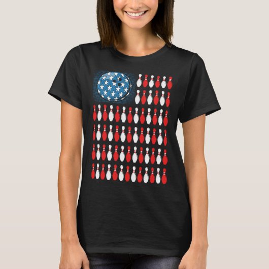 Bowling America Flag Bowling Players & Costume T-shirt (Voorkant)