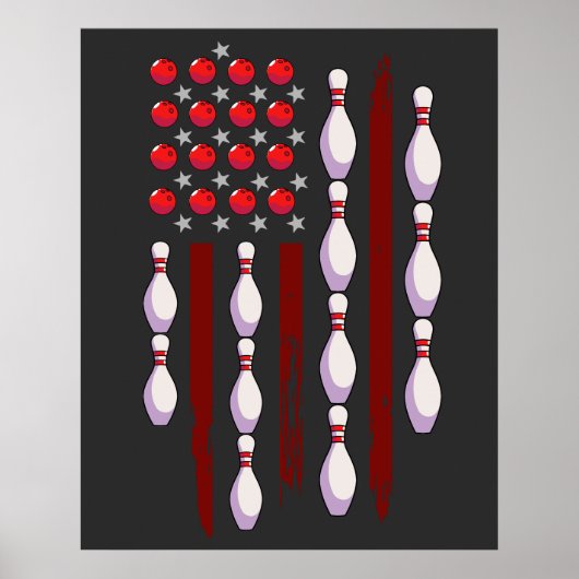 Bowling American Flag Poster (Voorkant)