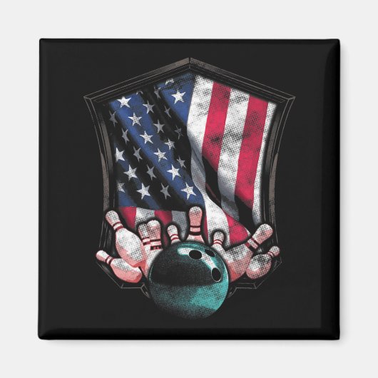  Bowling American USA Flag Bowling Magneet (Voorkant)