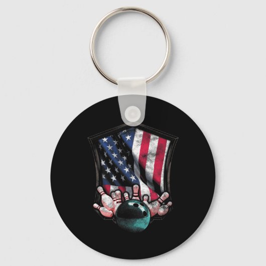 Bowling American USA Flag Bowling Sleutelhanger (Voorkant)