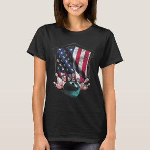 Bowling American USA Flag Bowling T-shirt