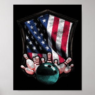 Bowling Amerikaanse vlag 4 juli Bowling Poster