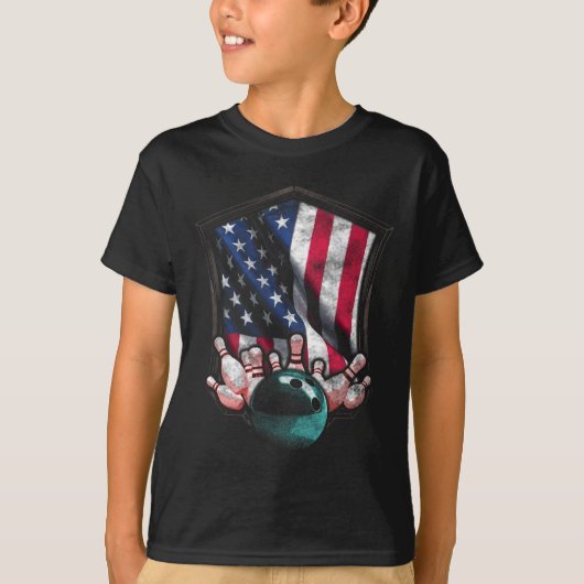  Bowling Amerikaanse vlag 4 juli Bowling T-shirt (Voorkant)