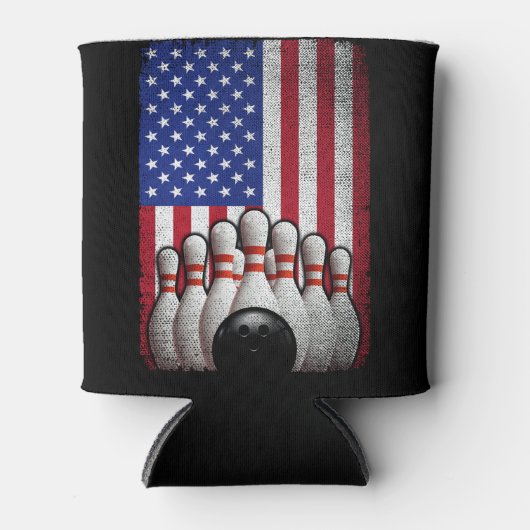 Bowling Amerikaanse vlag 4 juli Voor Bowler Blikjeskoeler (Voorkant)