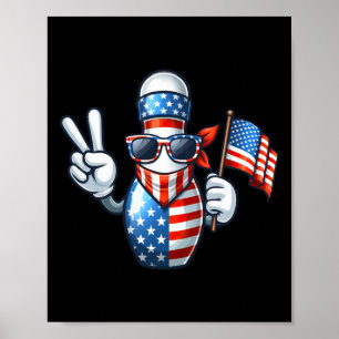 Bowling Amerikaanse Vlag Zonnebril 4 juli Bowl Poster