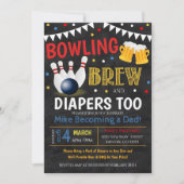 Bowling and Beer Baby shower Invitation Chalkboard Kaart (Voorkant)