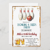 Bowling and beer party Invitation Kaart (Voorkant / Achterkant)