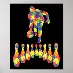 Bowling Autisme Bewustzijn T-shirt voor Autisme Be Poster