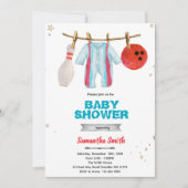 Bowling baby shower party invitation kaart (Voorkant)