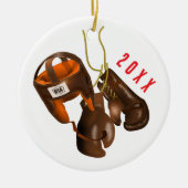 Bowling Bal en Pin Kerstmis Keramisch Ornament (Voorkant)