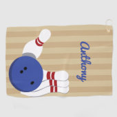 Bowling bal en pinnen gepersonaliseerde handdoek (Horizontaal)
