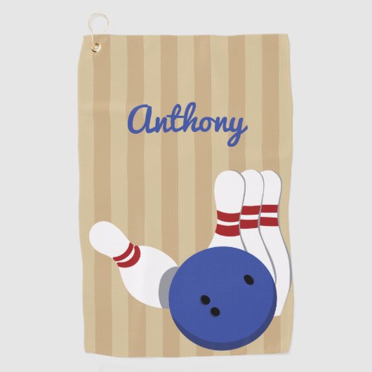 Bowling bal en pinnen gepersonaliseerde handdoek (Voorkant)
