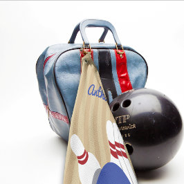 Bowling bal en pinnen gepersonaliseerde handdoek