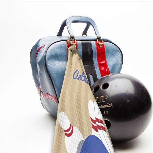 Bowling bal en pinnen gepersonaliseerde handdoek