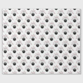 Bowling bal en pinnen op wit cadeaupapier (Vlak)
