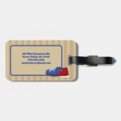 Bowling bal en pins gepersonaliseerd bagagelabel (Achterkant horizontaal)
