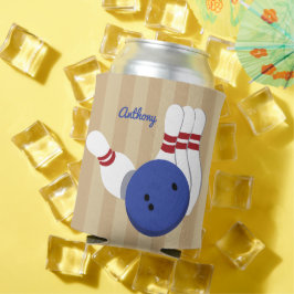 Bowling bal en pins gepersonaliseerd blikjeskoeler