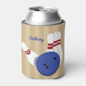 Bowling bal en pins gepersonaliseerd blikjeskoeler (Blikje Voorkant)