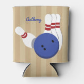 Bowling bal en pins gepersonaliseerd blikjeskoeler (Voorkant)