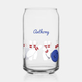 Bowling bal en pins gepersonaliseerd blikvorm glas (Voorkant)