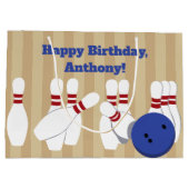 Bowling bal en pins gepersonaliseerd groot cadeauzakje (Achterkant)