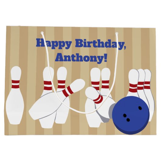 Bowling bal en pins gepersonaliseerd groot cadeauzakje (Achterkant)