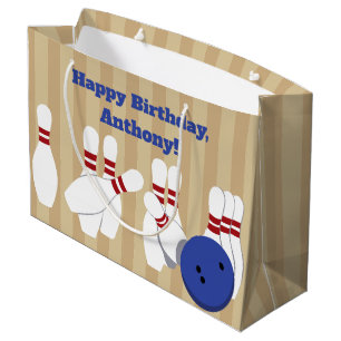 Bowling bal en pins gepersonaliseerd groot cadeauzakje