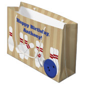Bowling bal en pins gepersonaliseerd groot cadeauzakje (Voorkant Gekanteld)