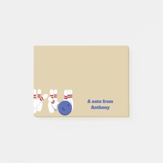 Bowling bal en pins gepersonaliseerd post-it® notes (Voorkant)